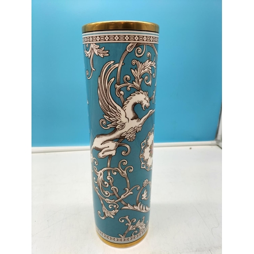 79 - Rare Wedgwood China 32cm Cylindrical Vase in the 'Florentine Turquoise' Design.