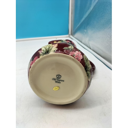 80 - Old Tupton Ware Tubelined Large 24cm Jug in the 'Burgundy Peony' Pattern.