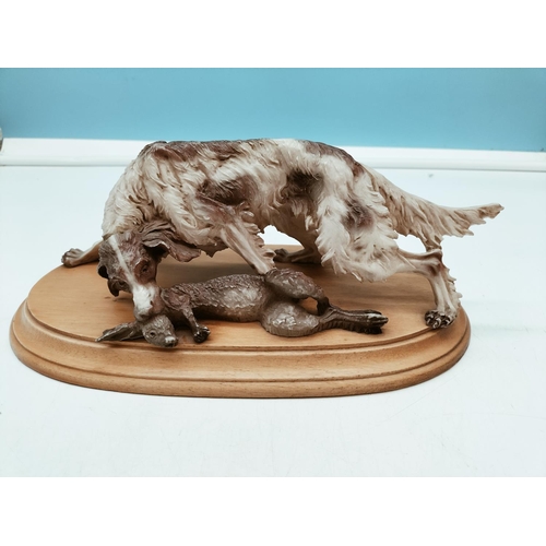 20A - Guiseppe Armani Signed Capodimonte Figure of an Irish Setter with Captured Hare. 11cm High, 29cm Lon... 