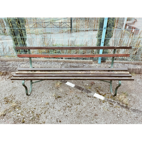 26 - Wood and Cast Metal Garden Bench. 77cm High, 195cm x 60cm. Seat Height 40cm. Collection Only.