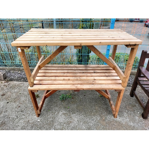 31 - 2 x Hand Built Wooden Tables. 54cm High, 120cm x 60cm. Collection Only.