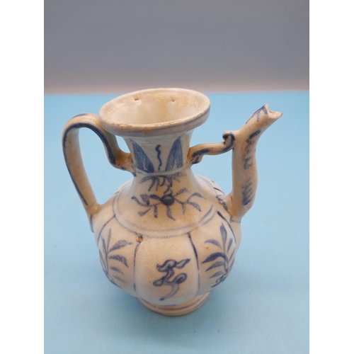 38 - 18th Century Chinese Blue and White 12cm Ewer. A/F Restoration to Rim.