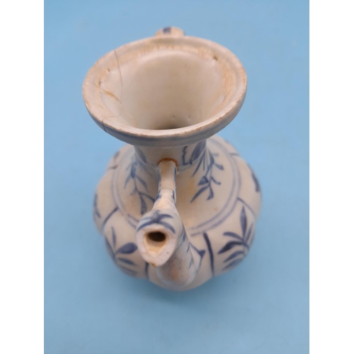 38 - 18th Century Chinese Blue and White 12cm Ewer. A/F Restoration to Rim.