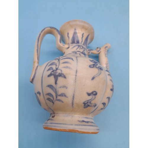 38 - 18th Century Chinese Blue and White 12cm Ewer. A/F Restoration to Rim.