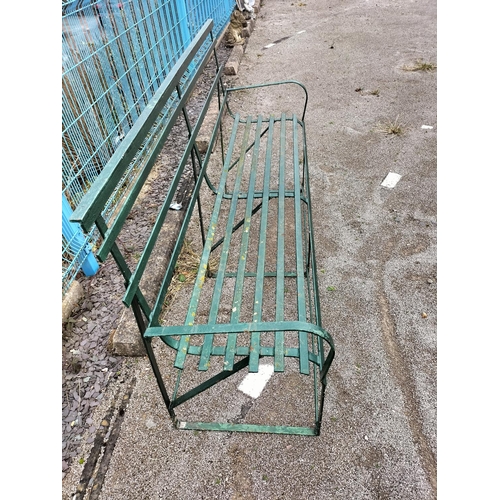 50 - Green Metal Garden Bench. 98cm High, 164cm x 50cm. Seat Height 41cm. Collection Only.