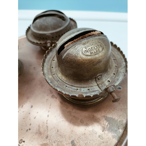 52 - Edwardian P.J.Bryant (Bristol) Copper Oil/Kerosene/Paraffin Burner. 16cm High, 26cm Diameter.