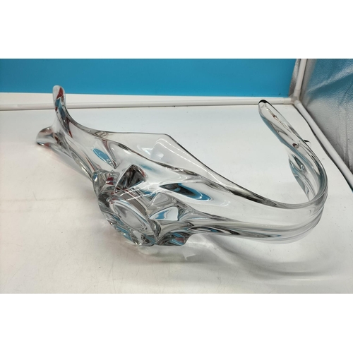 3 - Bayel Crystal Clear Sculptural Glass Bowl. 23cm High, 46cm Long.