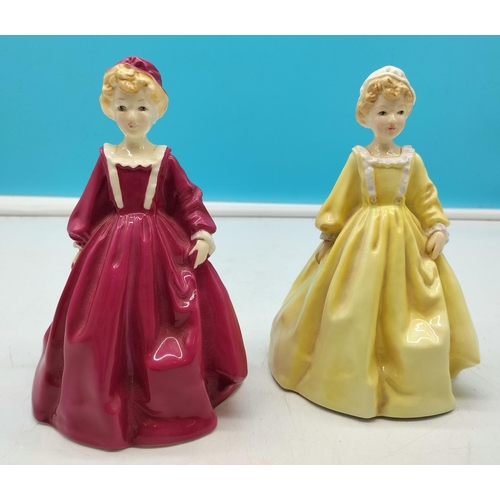 45A - 2 x Royal Worcester Lady Figures 'Grandmother's Dress' 3081.