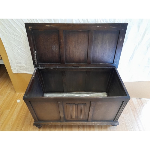 33 - (215A) - Wooden Blanket/Storage Box on Casters. 60cm High, 96cm x 47cm. Collection Only.