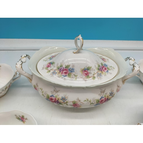 93 - (669) - Royal Albert 'Colleen' Pattern Lidded Tureen plus Twin Handled Soup Bowls/Coupes (6). All Se... 