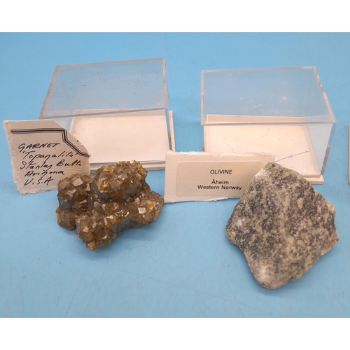 107 - (732) - Collection of 6 Pieces of Minerals and Fossils to include Garnet, Topanalite, Pyromorphite, ... 