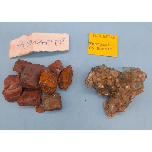 108 - (733) - Collection of 6 Minerals to include Haematite, Pyromorphite, Fluorspar, Alethoperis, Jarosit... 