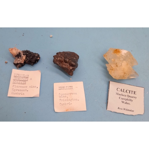 117 - (742) - Collection of 7 Minerals to include Gypsum, Hematite, Hematite & Calcite, Doethite, Fluorite... 