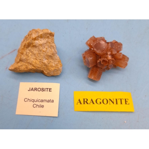 121 - (750) - Collection of 6 Minerals to include Jarosite Rutile, Sphalerite, Sodalite, Aragonite and Dol... 