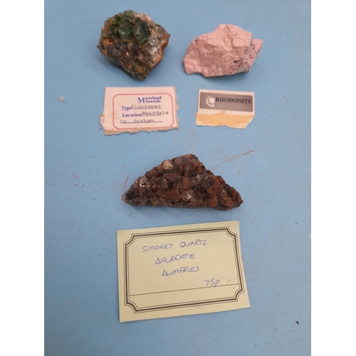 123 - (753) - Collection of 5 Minerals to include Smokey Quartz, Rhodonite, Fluorspar, Calcite and Augite.