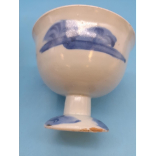 25 - (186) - Two Chinese Blue and White High Stem Cups, One with Five Claw Dragon Amongst Floral Decorati... 