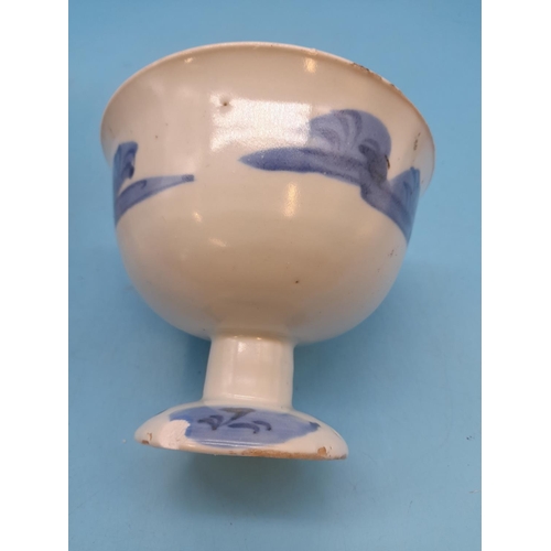 25 - (186) - Two Chinese Blue and White High Stem Cups, One with Five Claw Dragon Amongst Floral Decorati... 