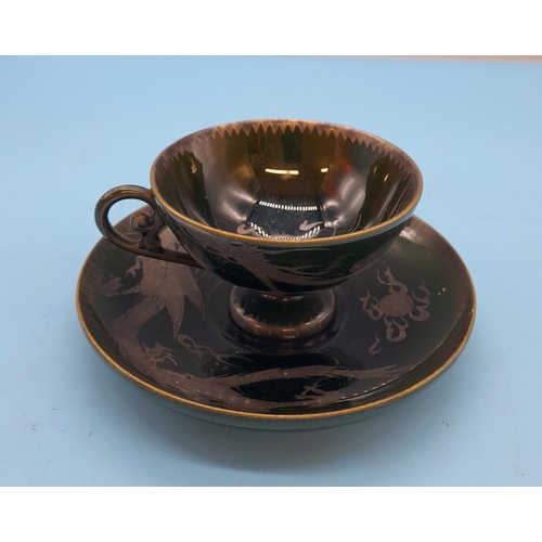 29 - (195) - Unusual 19th Century Japanese Dragon Ware Cup and Saucer.