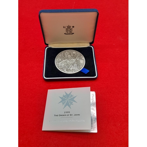 12 - 1999 Royal Mint Sterling Silver 925 St John Centenary Medal Limited Edition of 2500 in Presentation ... 