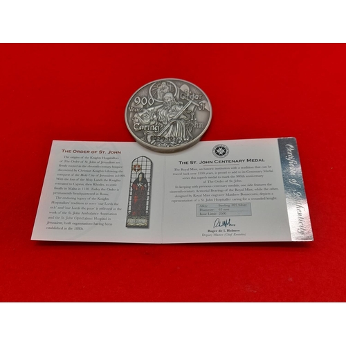 12 - 1999 Royal Mint Sterling Silver 925 St John Centenary Medal Limited Edition of 2500 in Presentation ... 