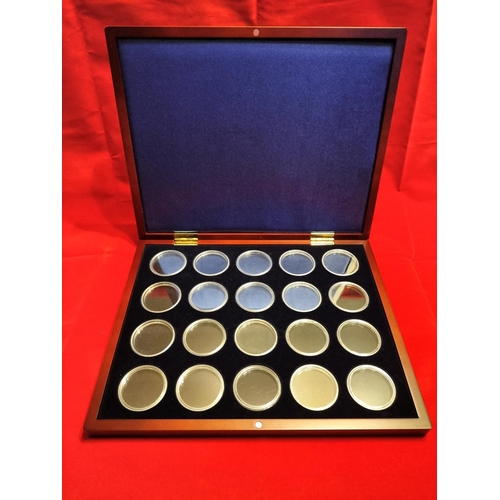 124 - Boxed Leuchttuurm/Lighthouse Mahogany Effect Hinged Lid Coin Box With Twenty Individual Coin Capsule... 