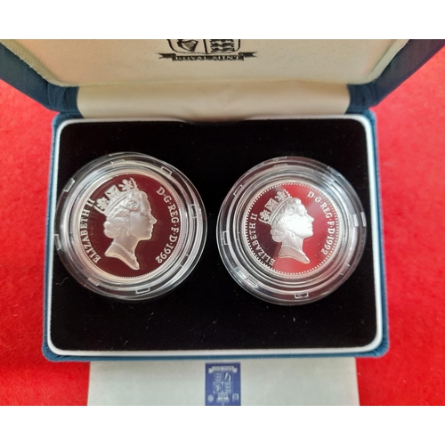 14 - 1992 Royal Mint Silver Proof Ten Pence Two-Coin Set to Incl. Large & Small Sized Ten Pence Coins Wit... 