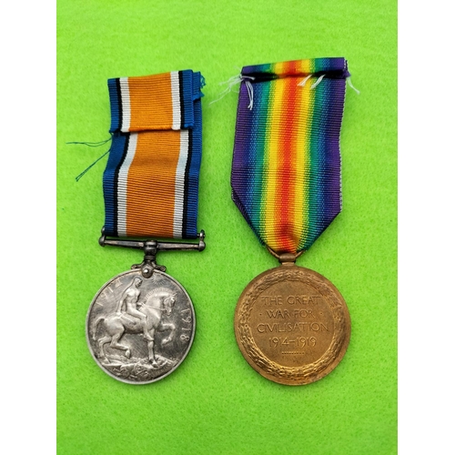 141 - Two WWI Medals War & Victory PTE G Rhodes Cheshire Regiment No 4004