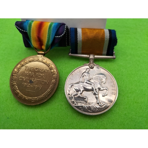 143 - Two WWI Medals War & Victory PTE H.E. Nicholls Cheshire Regiment No. 35419