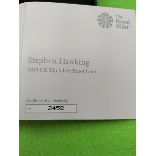 154 - Royal Mint Stephen Hawkins Silver Proof Fifty Pence Coin in Case