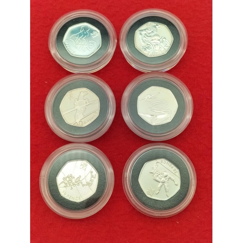 157 - Complete Set of 2012 Silver Proof London Olympic Games Fifty Pence Coins (29) with 21 COA to Incl. R... 