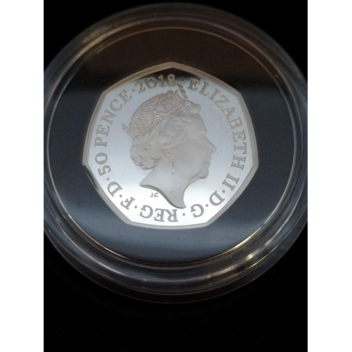 160 - 2018 Silver Proof Beatrix Potter Mrs Tittlemouse Fifty Pence Coin in Case