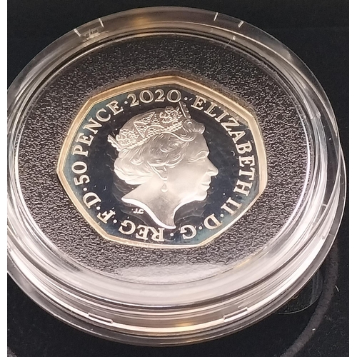 167 - 2020 Silver Proof Dinosauria Collection 'Iguanodon' Fifty Pence Coin in Case. Number 346 of 3010