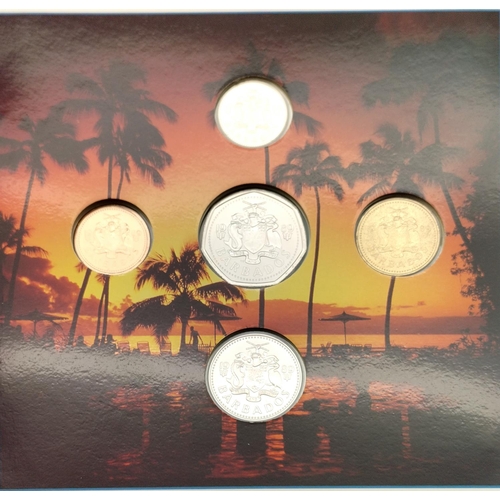 19 - Set of Five Brilliant Uncirculated Coins to Incl. Seychelles, Barbados, Eastern Caribbean, Cook Isla... 