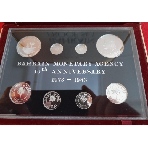 23 - 1983 Silver Proof Bahrain Monetary Agency 10th Anniversary Set in Presentation Case With COA. Limite... 