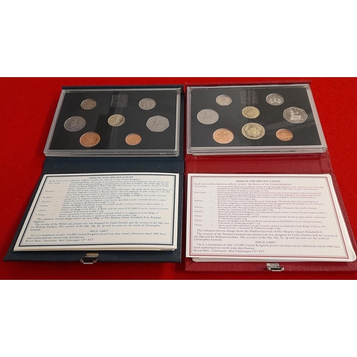 28 - 2 x Proof Coin Sets 1985 / 1986 in Presentation Cases