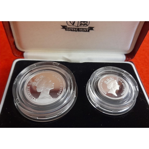 30 - 1990 Silver Proof Five Pence Two-Coin Set to Incl. Large & Small Sized Five Pence Coins in Presentat... 