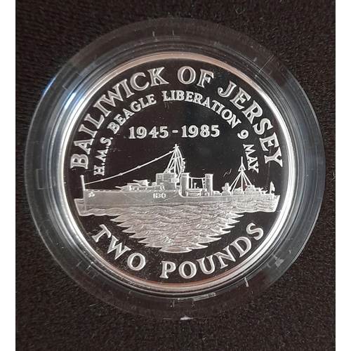 35 - Jersey Silver Proof 40th Anniversary of Liberation Two Pound Coin limited Issue of 2,500