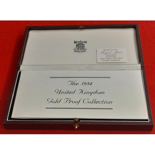 39 - 1984 United Kingdom 22ct Gold Proof Coin Collection to Incl. Sovereign, Half Sovereign & Five Pound ... 