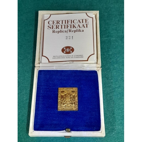 4 - Case Number 221 First British South African £10 Postage Stamp In 18 Carat Gold Weighing 13 Grams. Mi... 