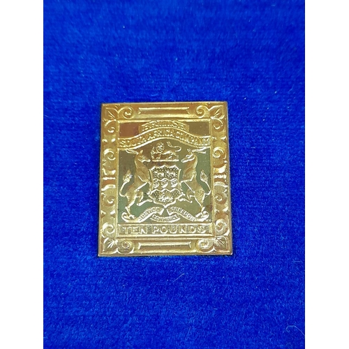 4 - Case Number 221 First British South African £10 Postage Stamp In 18 Carat Gold Weighing 13 Grams. Mi... 