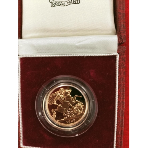 56 - 1985 Cased 22ct Gold Full Sovereign