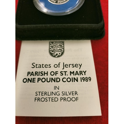 57 - 1989 Silver States of Jersey Parish of St. Mary One Pound Coin. Limited to 2,500 Issues