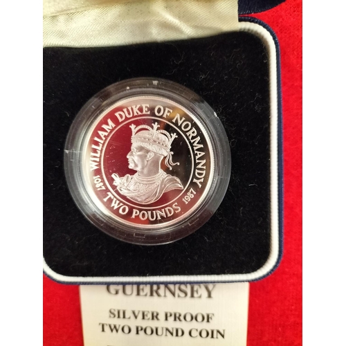 59 - 1987 Guernsey Silver Proof Cased Two Pound Coin. Limited to 2,500 Issues 28.2g