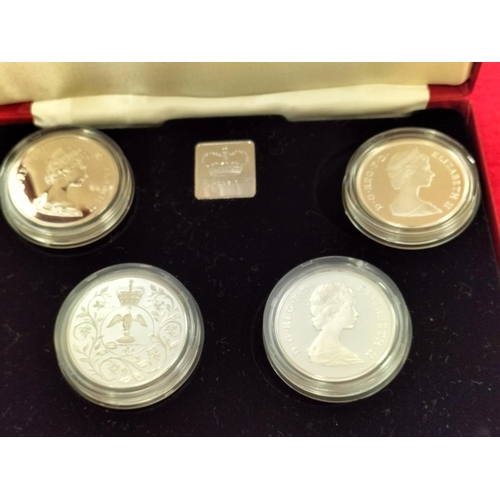 69 - Her Majesty Queen Elizabeth II Silver Proof Four Coin Collection in Presentation Case. Number 123 of... 