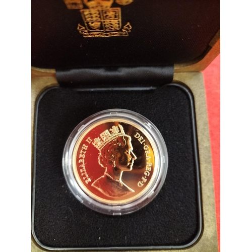 70 - 1987 Gold Proof Five Pound Coin. Number 9,765 of 10,000 Limited Issues in Presentation Case 39.9g