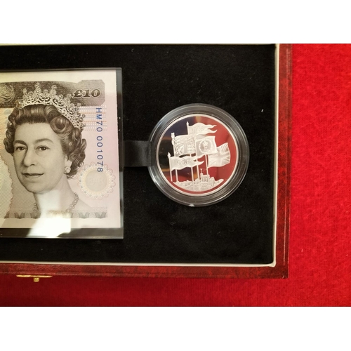 76 - Boxed Set to Incl. 1996 Silver Five Pound Coin & Ten Pound Note Cypher HM70 001078