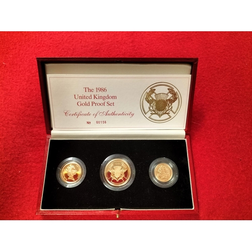 79 - 1986 Gold Proof Three Coin Collection to Incl. Two Pound, Sovereign & Half Sovereign in Presentation... 