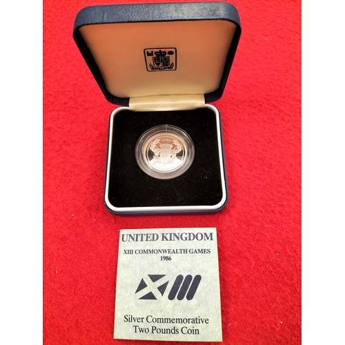 84 - 1986 United Kingdom Commonwealth Games Silver Two Pound Coin in Case