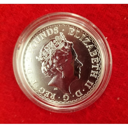 86 - 2019 Silver Britannia Oriental Edged Two Pound Coin. 1oz 999 Fine Silver