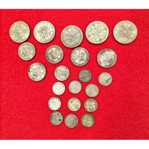 88 - Pre 1947 British Silver .500 Coins Total Weight 100g